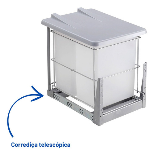 Lixeira Masutti dupla 6031 com tampa articulada Telescópica 18L cada