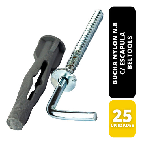 Kit C/ 25 Bucha Nylon N.8 C/ Escapula Beltools
