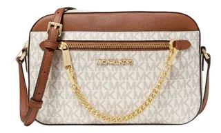 Bolsa Michael Kors Original Jet Set Large Cruzada Beige Fina