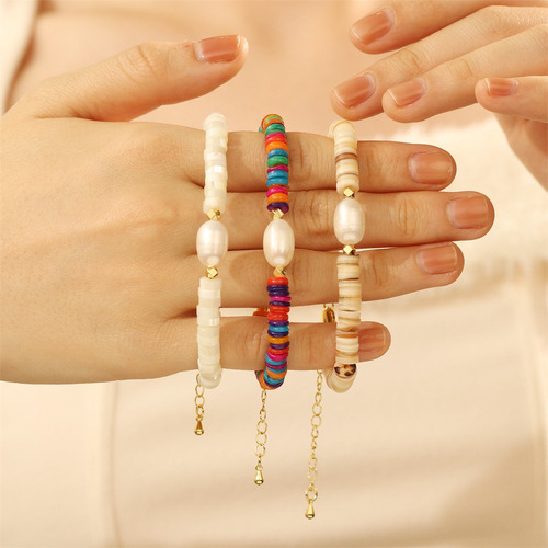 Color Boho Vintage Pearl Pulsera Para Mujeres