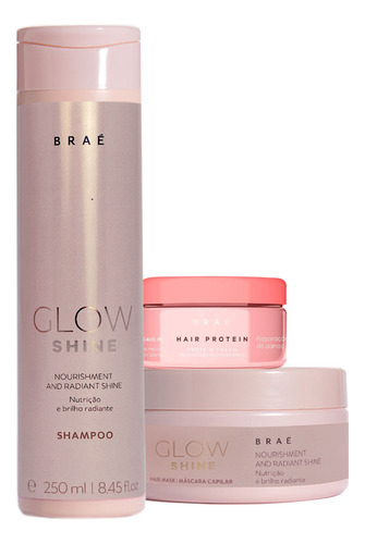 Kit Braé Glow Shine Shampoo Máscara E Hair Protein
