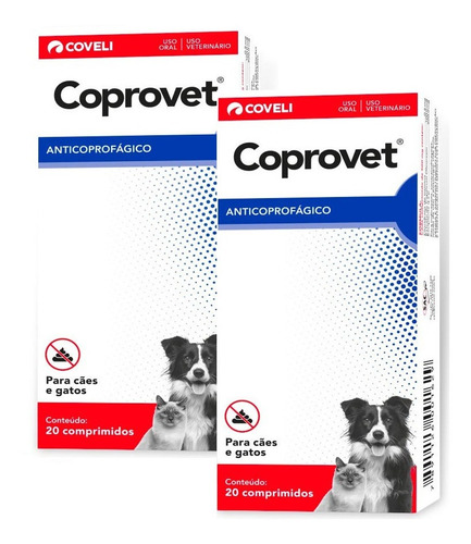 2 Coprovet Coveli 20 Comprimidos Controla Cães Comendo Fezes