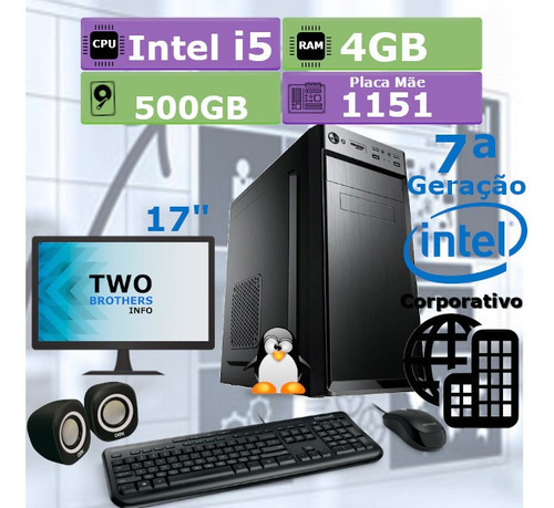Pc Desktop 7ª Geração I5 7400 4gb Hd 500gb + Kit + Monitor 