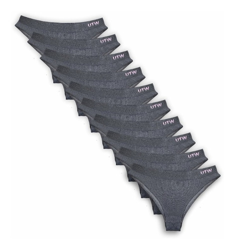 Calcinha Slip Utw Sem Costura Mescla Kit 10 Pçs Mescla/cinz