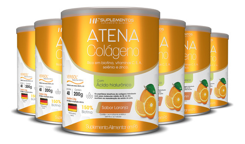 6x Colágeno Atena Verisol+ácido Hialurônico Sabor Laranja