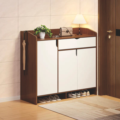 Zapatera De Madera Moderna Con 3 Puertas Y Cajón 90×30×80cm