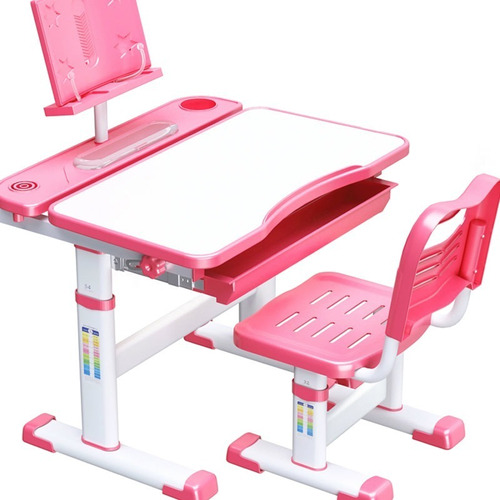 Escritorio Y Silla Infantil Ajustable Rosado