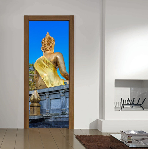 Vinilo Para Puerta Buda Deco Zen Dinastia Interior Vinil M6