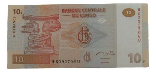 Congo: Bela Cédula  De 10 Francs De 2003 Fe