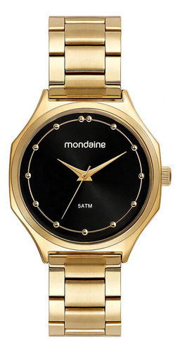 Relógio Feminino Mondaine Casual Original 32477lpmvde2 Cor Da Correia Dourado Cor Do Bisel Dourado Cor Do Fundo Preto