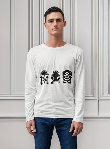 Polera Manga Larga Mapuche Simbolo Cultura Algodon Estampado