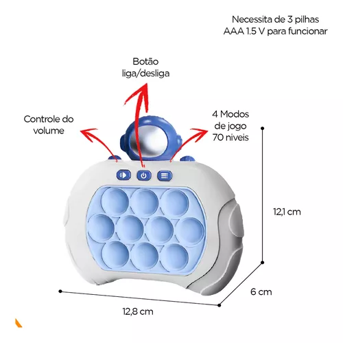 Pop-it Eletrônico Educativo Anti Stress com som e luz de 4 Modos