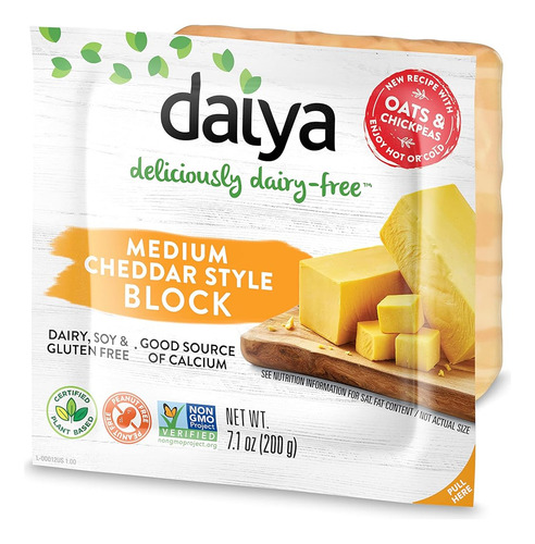 Daiya Bloque De Queso Vegano Estilo Cheddar Mediano Sin Láct