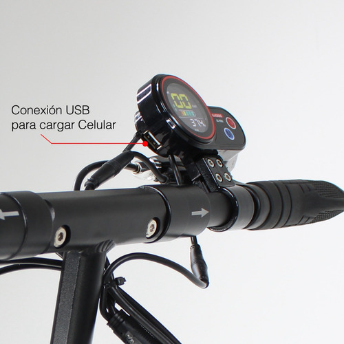 Scooter Electrico Con Asiento Usb Luz Led Alarma 48 Km/h Color Negro