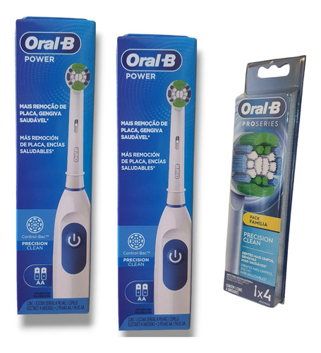 2 Cepillos Pilas Power Oral B + 4 Repuestos Presicion Clean