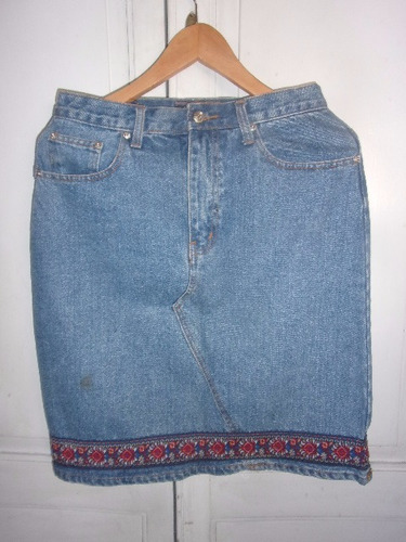 Pollera De Jeans Con Guarda Inferior Para Dama, Talle L