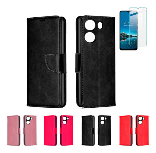 Funda Para Xiaomi Redmi 13c Protector Flip Librito Y Vidrio