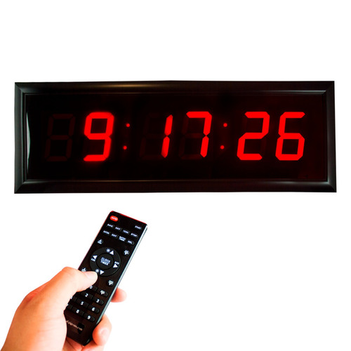Relógio De Parede Grande Com Data E Alarme Controle 38x110cm