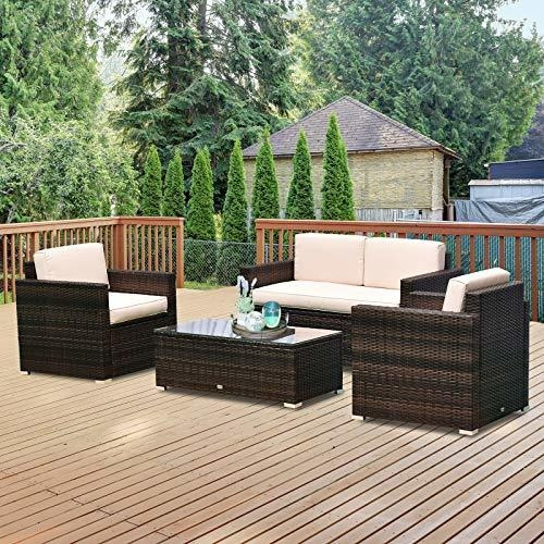 Imagen 2 de 10 de Outsunny - Juego De Muebles De Patio Acolchados, 4 Piezas, C