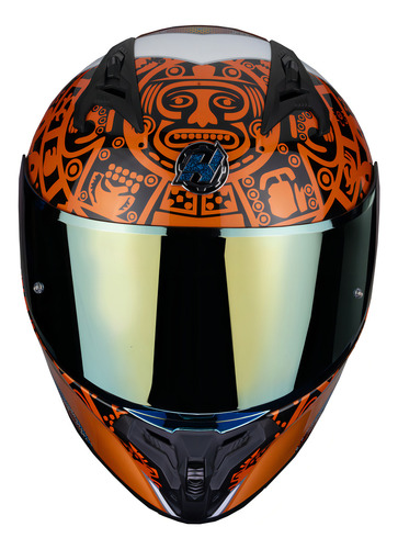 Capacete de motocicleta Hax Obsidian 2.0 Huichol Gold Dot + Ece 22.06 S