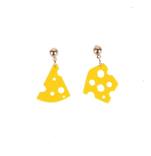 Pendientes Yinlin Acrílico Asimétrico Amarillo Queso Crema