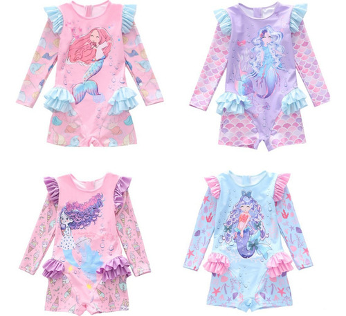 Traje De Baño De Manga Larga De Una Pieza Con Protección Con