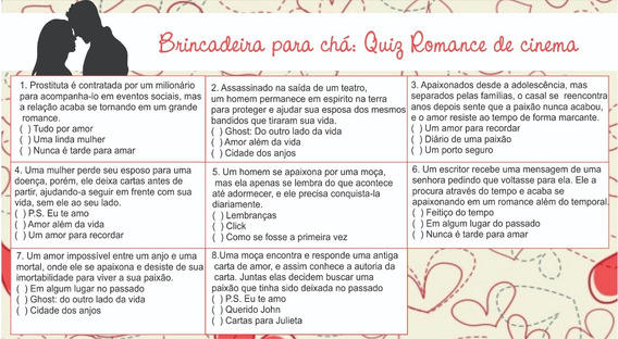 Quiz Romance De Cinema Cha Bar Cha De Panelas Casamento Mercado Livre Quiz Romance De Cinema Cha Bar Cha De Panelas Casamento Mercado Livre