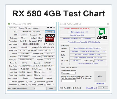 Tarjeta De Video Amd Rx580 4gb 2048sp Mlsee Gddr5