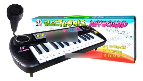 Teclado Piano Musical Infantil P/ Crianças Com Microfone Cor Preto 110v