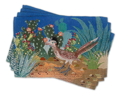 Roadrunner Placemats (juego De 4) (13 X 19) Manteles Tejidos