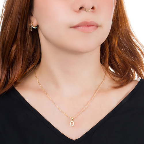 Dije Inicial / Letra Q Mini Con Zirconia Chapa De Oro 18k Color Dorado