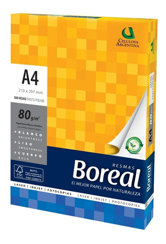 Imagen 1 de 6 de Resma A4 80 Boreal Pack X10 Unid. Distribuidor Oficial