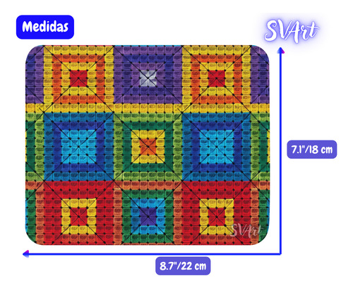 Mouse Pad Svart Diseño Estilo Tejido Colores Arcoiris Md2