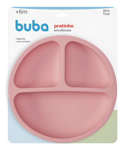 Prato Com Ventosa De Silicone Para Bebês E Criança Buba Cor Rosa