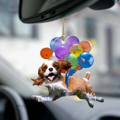 Adorno Colgante Para Coche Con Lindo Perro Z9 Con Globo Colo