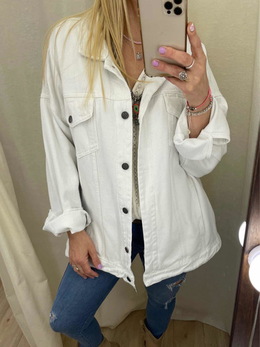 Imagen 2 de 6 de Campera De Jean Mom Oversize Larga Mujer The Big Shop