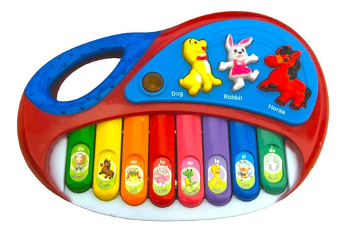 Piano Musical Educativo Animais Brinquedo Som Infantil Bebe Cor Vermelho