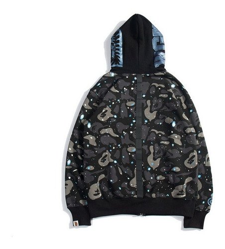 Sudadera Con Capucha Shark Bape Negro Y Blanco
