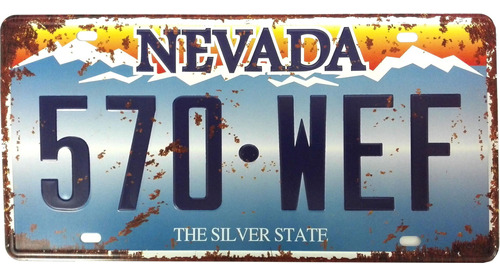 Placa Carro Antiga Decorativa Metálica Vintage Nevada 414-14