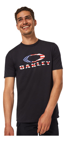 Polera Oakley Bark Hombre Black/american