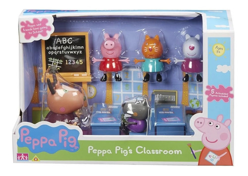 Peppa Pig Escuela Con La Maestra  Peppa Y 3 Amigos Original 