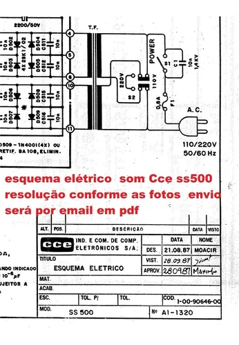 comprar Esquema Cce Som  Ss500 Ss 500 Alta Resolução Em Pdf 