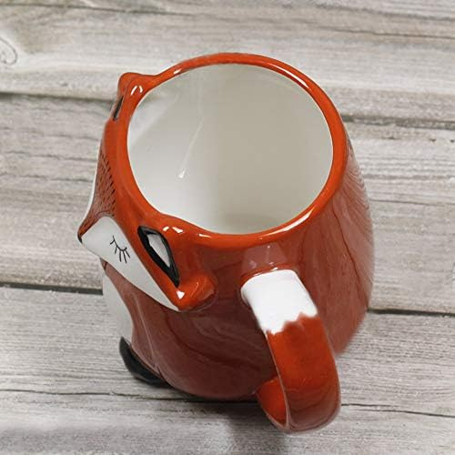 Taza De Café Pintada A Mano Con Relieve De Zorro De Cerámica