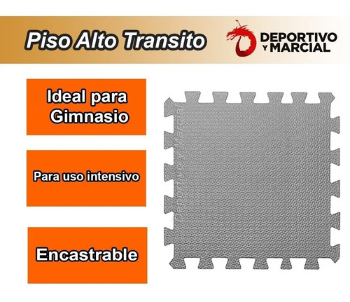 Imagen 3 de 8 de Piso Goma Alto Transito Encastrable 80 X 80 Cm Colores Gym