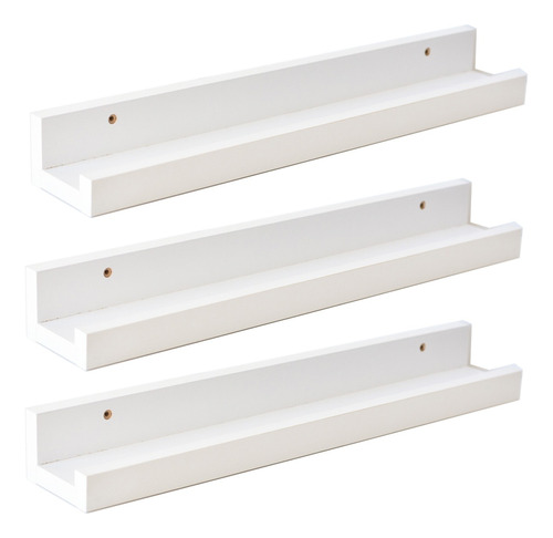 Estantes Repisa Flotante Jota 60cm Madera Blanco X3