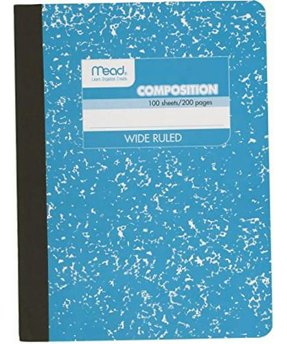 Mead Composition Book/notebook, Wide Ruled Paper, 100 Color Azul