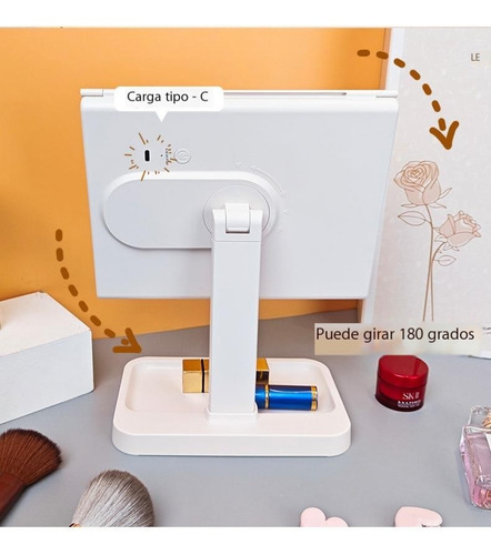 Espejo Maquillaje Con Suplemento De Luz Led De Tres Colores.