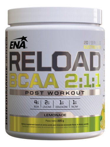 Reload Bcaa Ena 2:1:1 X 220gr Aminoacidos - Sabor Lemonade