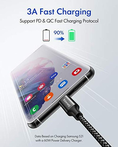 Cable Usb C A Usb C De 20 Pies, Cable De Carga Tipo C A C Us