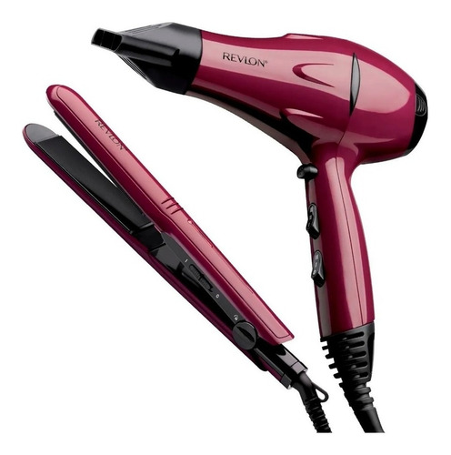 Imagen 1 de 6 de Kit Revlon Secador + Planchita Profesional Essentials Pelo